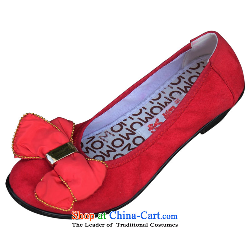 Yan Ching New XQ_ old Beijing mesh upper with stylish and cozy slope with mother women shoes . Bow Tie 101 Red?39