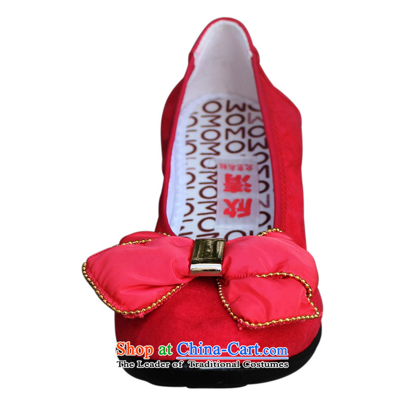 Yan Ching New XQ/ old Beijing mesh upper with stylish and cozy slope with mother women shoes . Bow Tie 101 red 39, Yan Ching shopping on the Internet has been pressed.