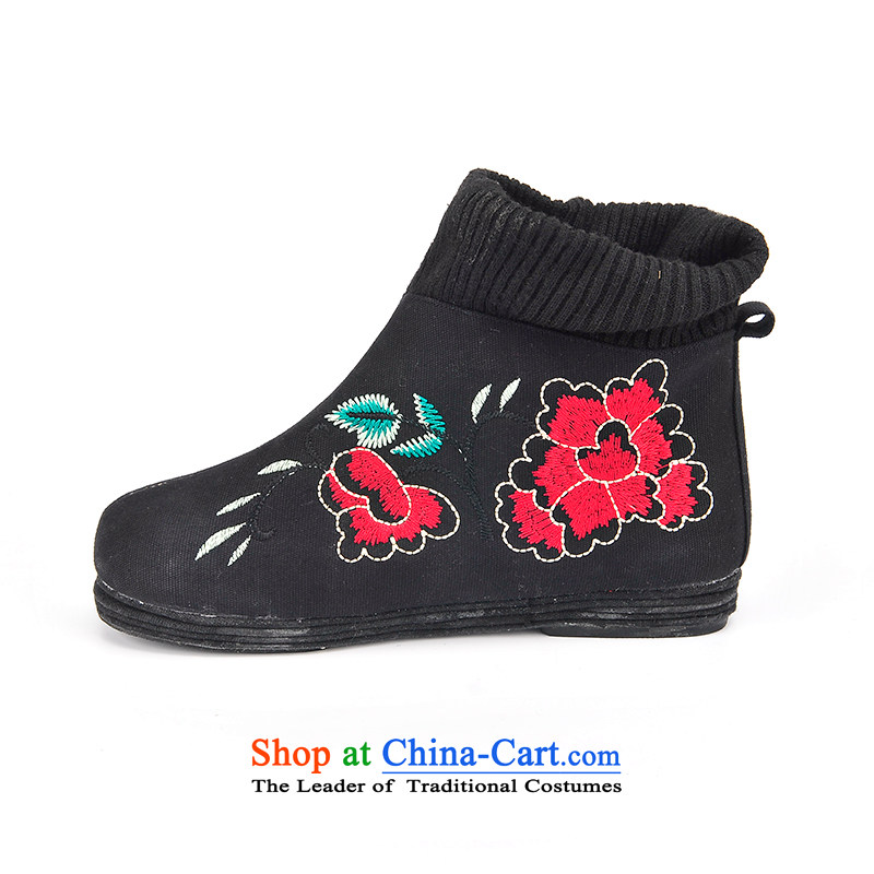Better well old Beijing Smart Casual Shoes China wind thousands ground female boots autumn, Sepia Wind Flower fortune female folder boots embroidered short boots the bottom black 39 female boots B-1 JIAFU (better) , , , shopping on the Internet