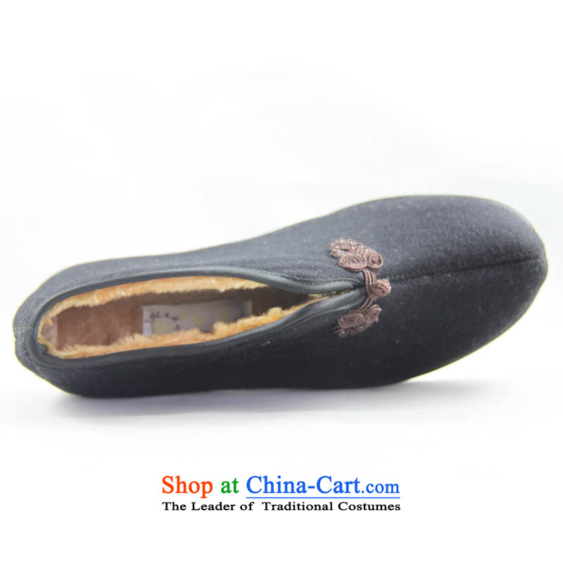 Magnolia Old Beijing mesh upper female winter, Traditional Chinese Disc detained thick warm non-slip sole female cotton shoes 2616-239 Black 35 Magnolia shopping on the Internet has been pressed.