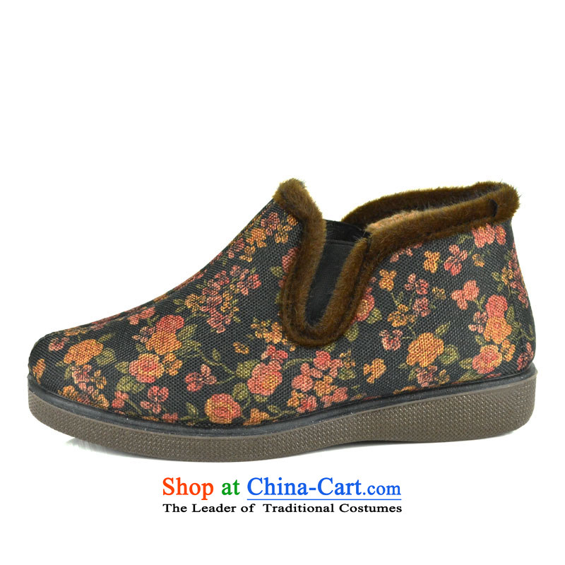 The first door of Old Beijing mesh upper female winter) cotton shoes mother wears the elderly in the boots cotton-ethnic cotton shoes, thick slip warm old cotton shoes blue 39 Purple Door (zimenyuan) , , , shopping on the Internet