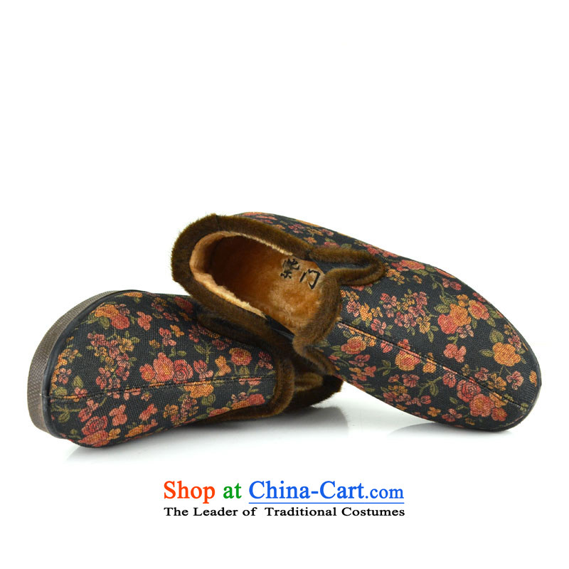The first door of Old Beijing mesh upper female winter) cotton shoes mother wears the elderly in the boots cotton-ethnic cotton shoes, thick slip warm old cotton shoes blue 39 Purple Door (zimenyuan) , , , shopping on the Internet