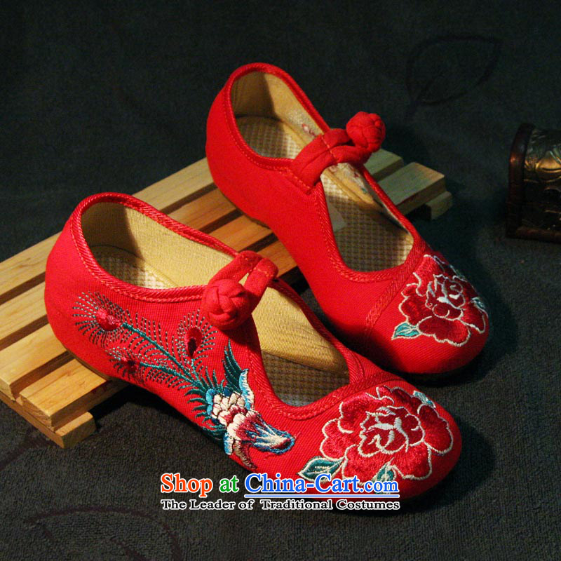 The silk autumn old Beijing mesh upper ethnic embroidered shoes to increase women within the slope single shoe red shoes bride shoes A412-89 marriage red 37, Ms Shelley silk , , , shopping on the Internet