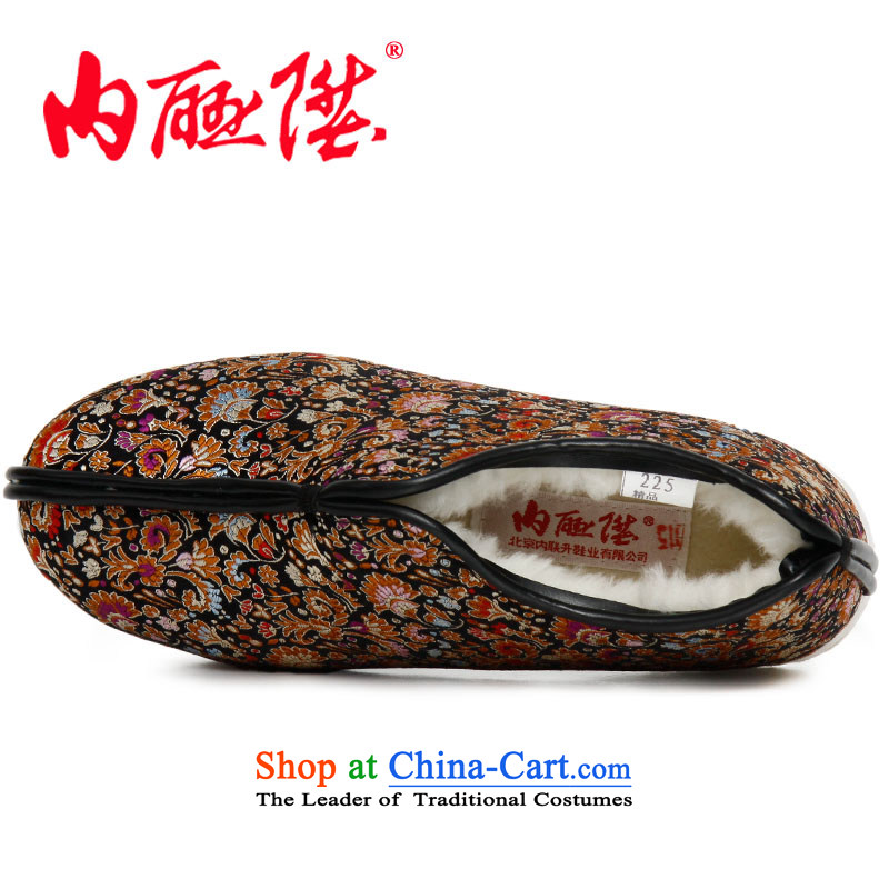 Inline l female cotton women shoes bottom layer processes manually thousands tapestries wool on cotton shoes for autumn and winter warm old Beijing 8417A mesh upper black 41 XL, inline l , , , shopping on the Internet