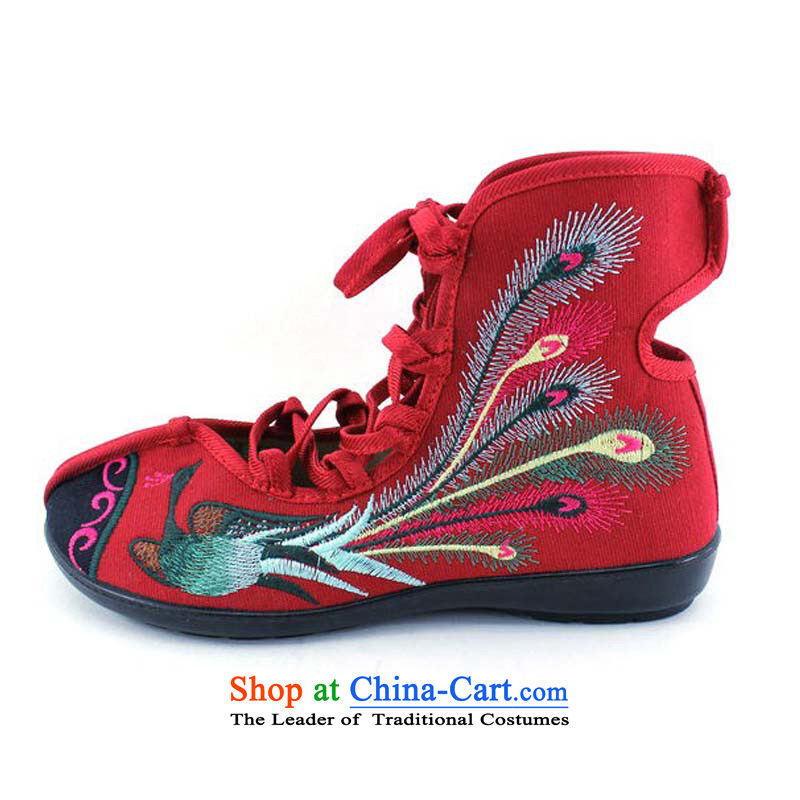 Personalize the creative fashion woman shoes of Old Beijing mesh upper embroidered shoes with soft, womens single shoe genuine embroidered boots 8520-87 red 38, Yong-sung Hennessy Road , , , shopping on the Internet