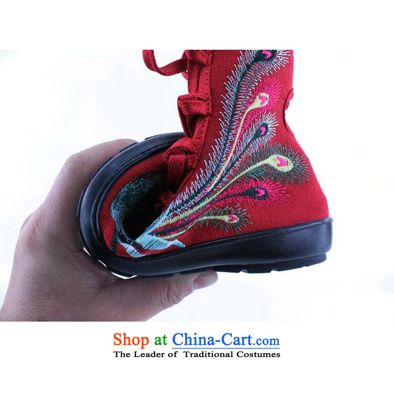 Personalize the creative fashion woman shoes of Old Beijing mesh upper embroidered shoes with soft, womens single shoe genuine embroidered boots 8520-87 red 38, Yong-sung Hennessy Road , , , shopping on the Internet
