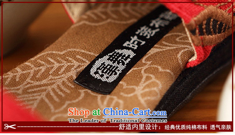 Hon-dance genuine offer old Beijing women shoes comfortable shoes bottom of thousands of ethnic embroidered shoes open toe fish tip sandals female artists of the Red Flower ink 37 pictures, prices, brand platters! The elections are supplied in the national character of distribution, so action, buy now enjoy more preferential! As soon as possible.