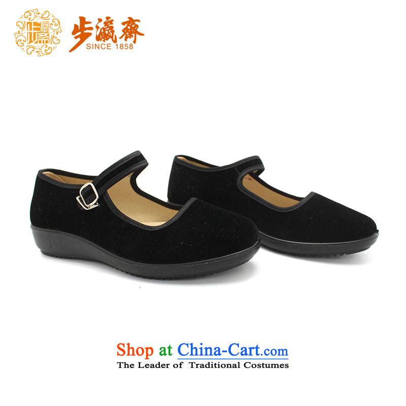 The Chinese old step-mesh upper spring Ramadan Old Beijing New Anti-skid shoe wear casual soft bottoms womens single shoe black generation black 38, step-by-step-young of Ramadan , , , shopping on the Internet