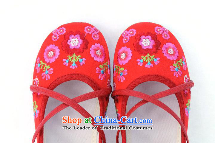 Elegant Pearl small garden girls shoes of Old Beijing mesh upper beef tendon children's shoes bottom ribbon embroidered shoes girls single shoe Dance Shoe 5802 Red 19 Codes/inner length of 18.5CM photo, prices, brand platters! The elections are supplied in the national character of distribution, so action, buy now enjoy more preferential! As soon as possible.