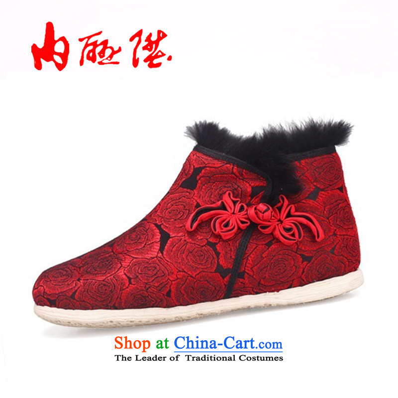 Inline l mesh upper women shoes plain manual old Beijing mesh upper-gon thousands ground silk tapestries, Ms. pull lock cotton shoes 8674A black38