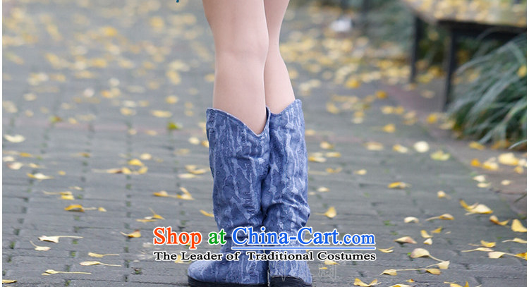 This Spring and Autumn Pavilion Yeon ladies boot new stylish mid boot stamp thousands ground pin mother comfortable shoes of ethnic women shoes Pin Kit  - New 3-Blue 36 pictures, prices, brand platters! The elections are supplied in the national character of distribution, so action, buy now enjoy more preferential! As soon as possible.