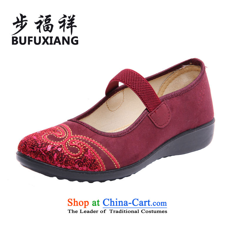 Step Fuxiang trendy New, Old Beijing mesh upper leisure shoes comfortable single mother of women shoes W-013 pin Red?38