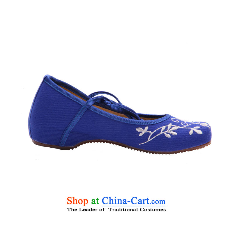 Step Fuk Cheung new stylish old Beijing increased within stylish mesh upper embroidered shoes new spring and autumn 8807 blue fish single shoe step 40 Fuk Cheung shopping on the Internet has been pressed.
