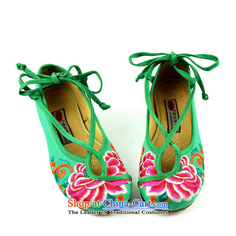 The first door of Old Beijing mesh upper couture embroidered shoes of ethnic single shoe with new spring and autumn slope shallow port shoes increased women's shoe green 39 Purple Door (zimenyuan) , , , shopping on the Internet