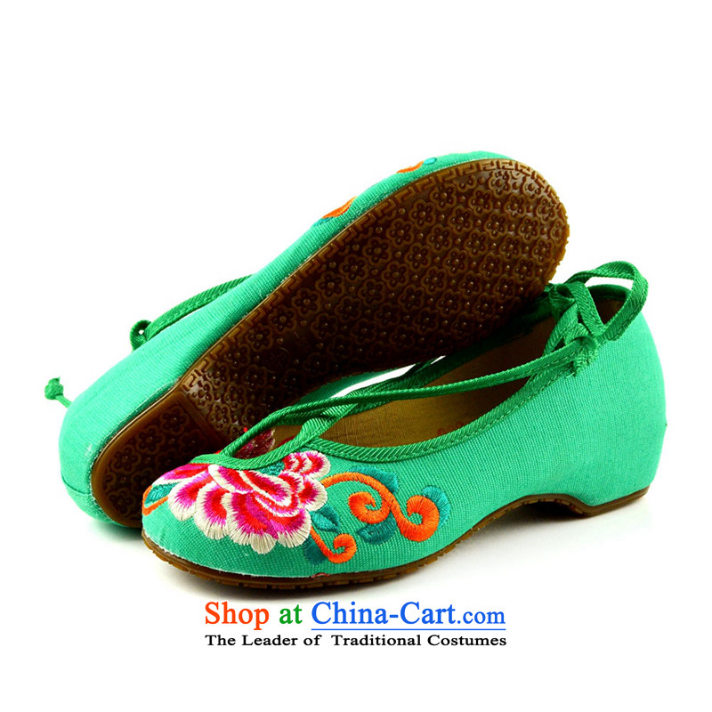 The first door of Old Beijing mesh upper couture embroidered shoes of ethnic single shoe with new spring and autumn slope shallow port shoes increased women's shoe green 39 Purple Door (zimenyuan) , , , shopping on the Internet