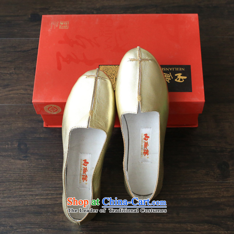 Inline l women shoes old Beijing mesh upper leather shoes with wind Daqin-bottom light and stylish 7257 Gold 38, inline l , , , shopping on the Internet
