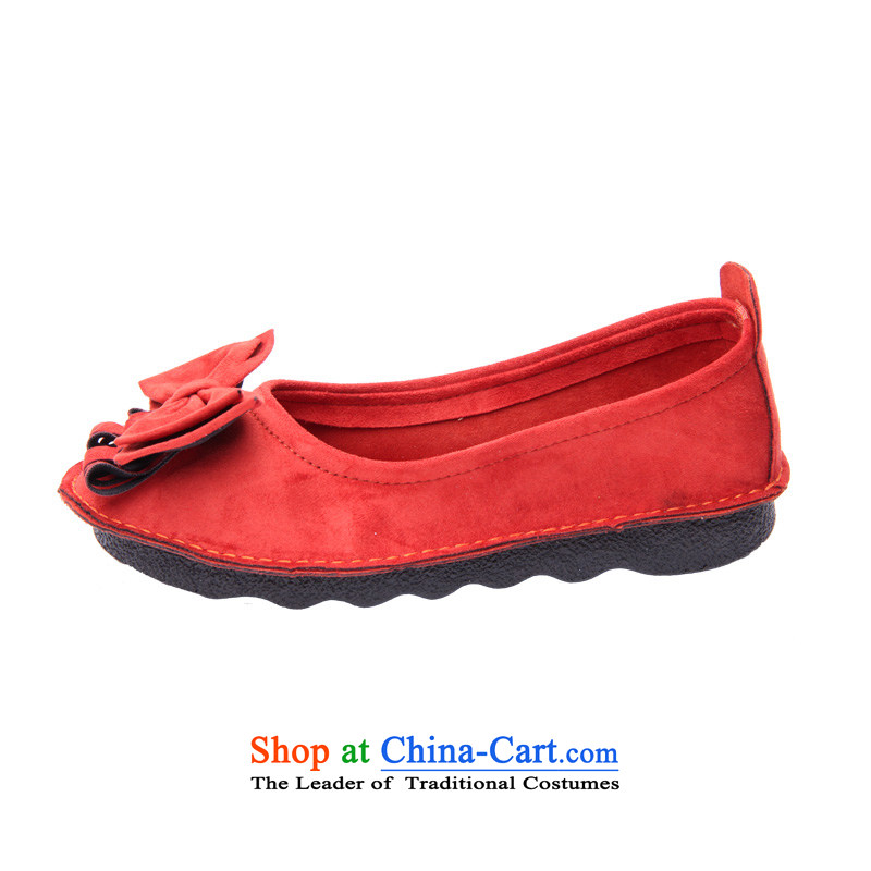 Step Fuxiang spring new women's shoes boat shoes single flower girl mesh upper National Shoe wind stylish shoe 76063.5 red 35, step-by-step Fuk Cheung shopping on the Internet has been pressed.