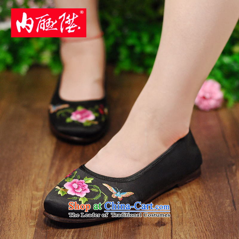 Inline l women shoes psoriasis inserts mesh upper-bottom half embroidered sea smart casual$Old Beijing 7251A mesh upper black peony 39 inline l , , , shopping on the Internet