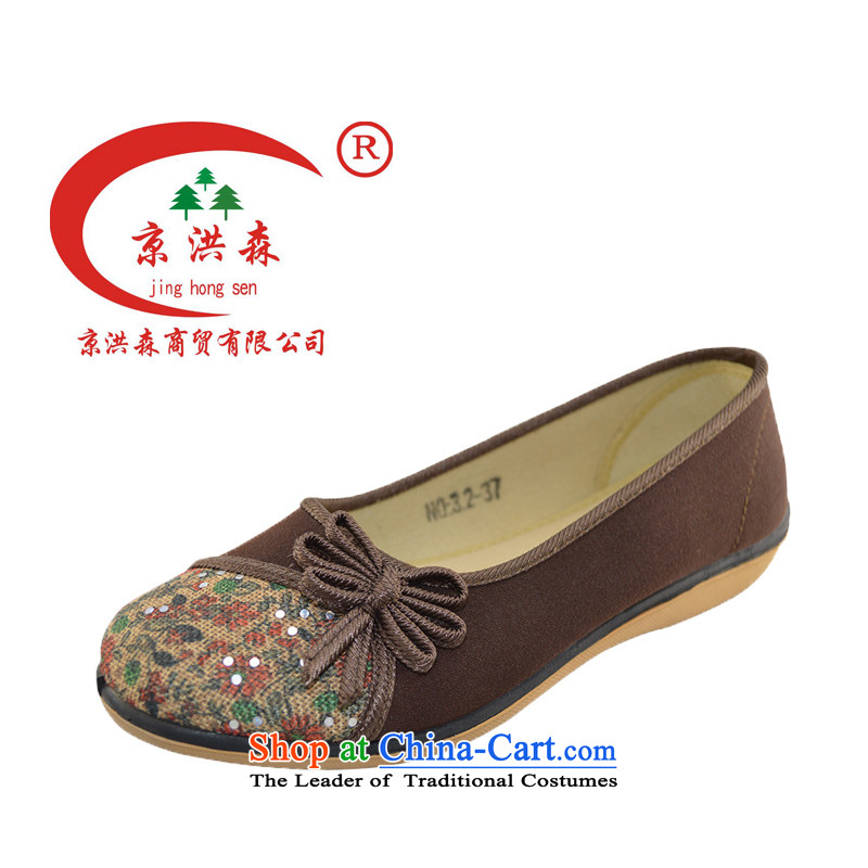 The old Beijing fabric, Putin Hun Sen genuine rubber sole health breathable flat bottom low Fashion Shoes coffee-colored 39 mother JING HUN SEN , , , shopping on the Internet