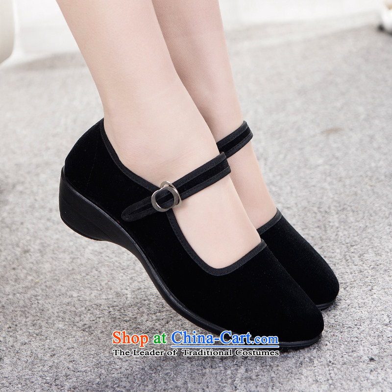 Mesh upper with genuine old Beijing women shoes . The the high-heel shoes slope with the hotel overalls work Shoes Plaza Dance Shoe black mesh upper black 37 Suga us , , , shopping on the Internet