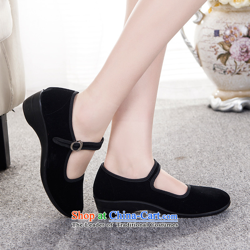Mesh upper with genuine old Beijing women shoes . The the high-heel shoes slope with the hotel overalls work Shoes Plaza Dance Shoe black mesh upper black 37 Suga us , , , shopping on the Internet