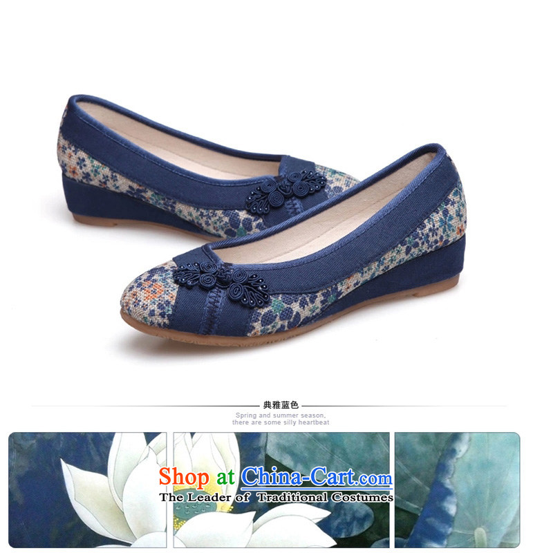 Performing Arts, 2015 new high-heel shoes embroidered shoes stylish single shoe old Beijing Ms. mesh upper leisure shoes slope with women shoes blue 35, Yong-sung Hennessy Road , , , shopping on the Internet