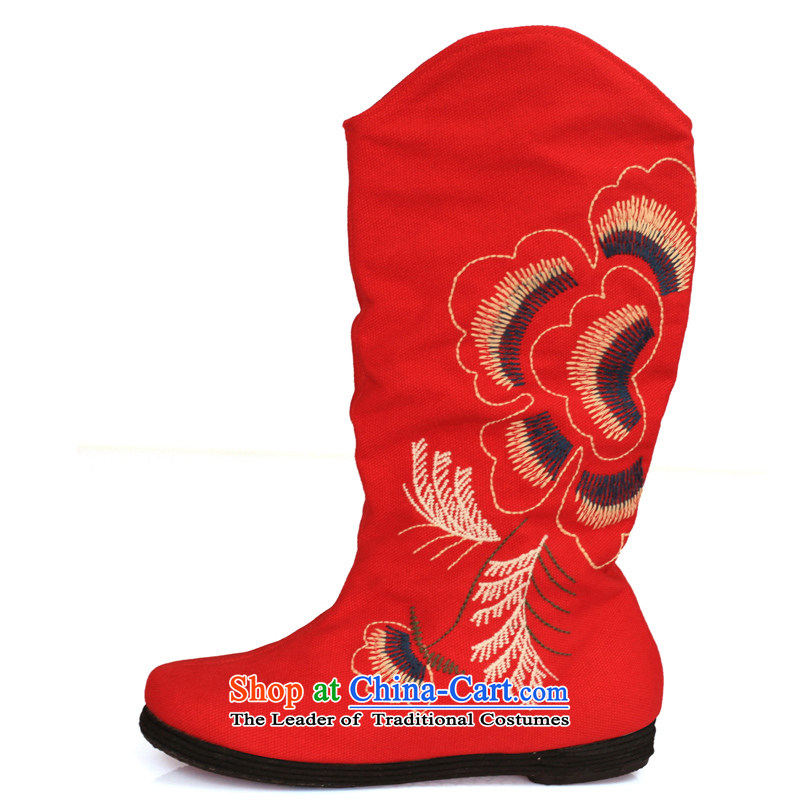 Maple-pyeong of Old Beijing mesh upper ladies boot thousands ground spring and autumn embroidery characteristics of the boots  FJ13510 red 38, maple ping , , , shopping on the Internet