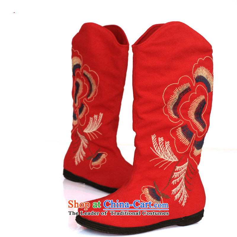 Maple-pyeong of Old Beijing mesh upper ladies boot thousands ground spring and autumn embroidery characteristics of the boots  FJ13510 red 38, maple ping , , , shopping on the Internet