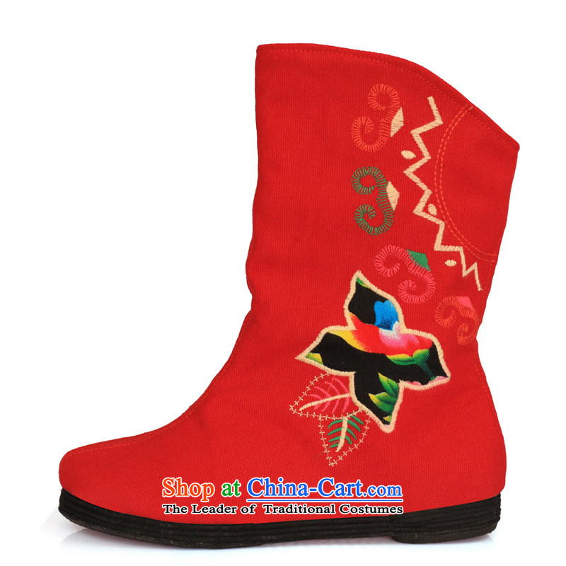 Maple ping original old Beijing mesh upper end of the fourth quarter of thousands of women in embroidery and boots characteristics of ethnic ladies boot FJ13610 red 36, maple ping , , , shopping on the Internet