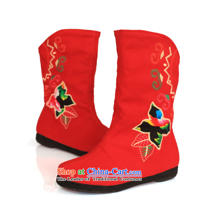 Maple ping original old Beijing mesh upper end of the fourth quarter of thousands of women in embroidery and boots characteristics of ethnic ladies boot FJ13610 red 36, maple ping , , , shopping on the Internet