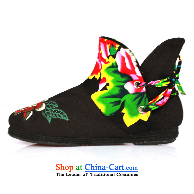 Maple-pyeong of Old Beijing mesh upper ladies boot thousands ground embroidered shoes characteristics of ethnic fourth quarter of the black cotton shoe S15M boots 37 Maple ping , , , shopping on the Internet
