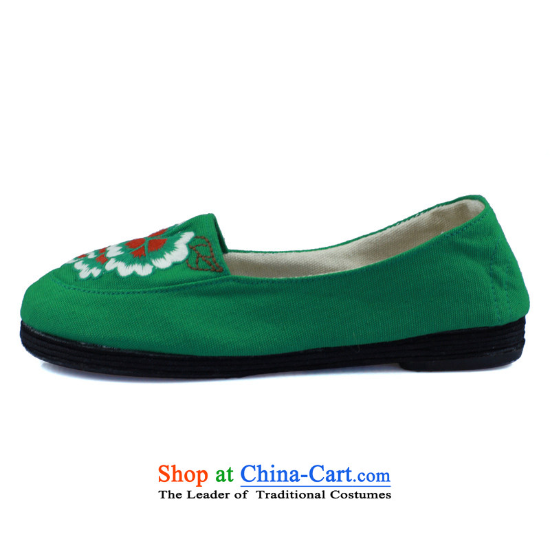 Maple Ping wild old Beijing mesh upper with flat shoe ethnic embroidered shoes bottom thousands of mother shoe pregnant women shoes green ST1301 37 Maple ping , , , shopping on the Internet