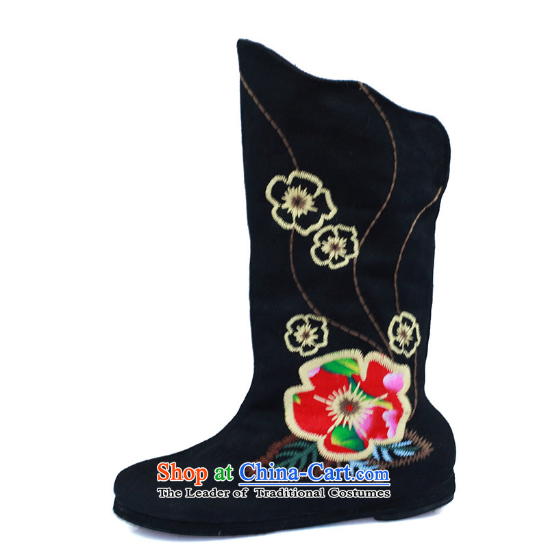 Maple-pyeong of Old Beijing mesh upper ladies boot ethnic embroidered shoes thousands of high and the black velvet E15M boots the 39 Maple ping , , , shopping on the Internet