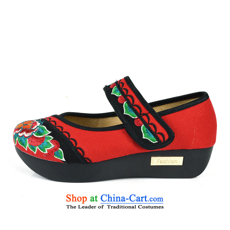 The first door of Old Beijing mesh upper spring of female embroidered shoes, thick yoyos shoes bottom cake thin women increased ethnic single shoes shoes red 36, Purple Door (zimenyuan) , , , shopping on the Internet