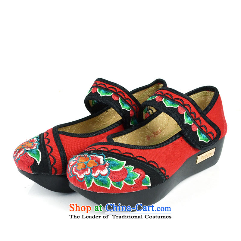 The first door of Old Beijing mesh upper spring of female embroidered shoes, thick yoyos shoes bottom cake thin women increased ethnic single shoes shoes red 36, Purple Door (zimenyuan) , , , shopping on the Internet