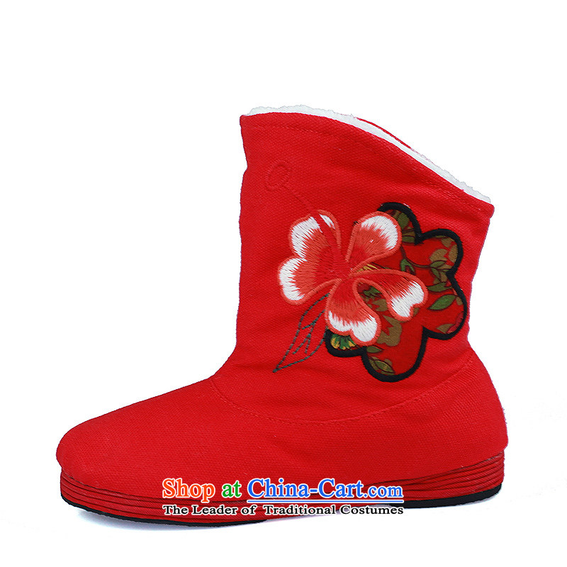 Maple-pyeong of ethnic old Beijing mesh upper in embroidery ladies boot cotton shoes during the spring and autumn ladies boot Red A818 39 Maple ping , , , shopping on the Internet