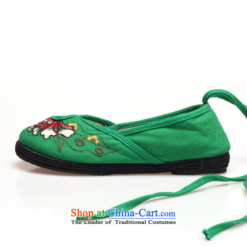 Maple-pyeong of Old Beijing mesh upper floor single shoes thousands of ethnic embroidered shoes canvas shoes green Y18 38, maple ping , , , shopping on the Internet
