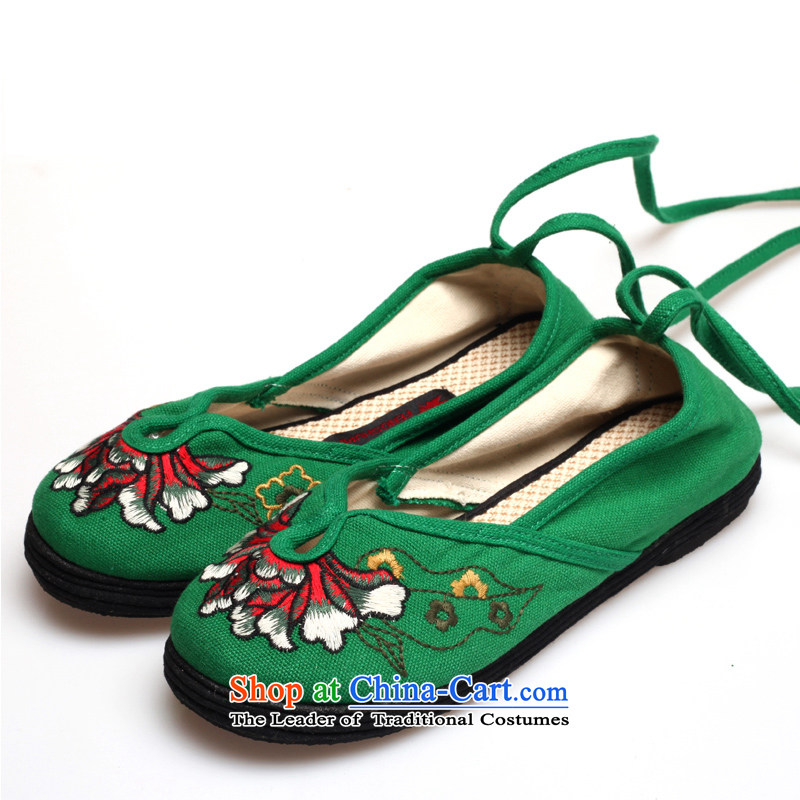 Maple-pyeong of Old Beijing mesh upper floor single shoes thousands of ethnic embroidered shoes canvas shoes green Y18 38, maple ping , , , shopping on the Internet