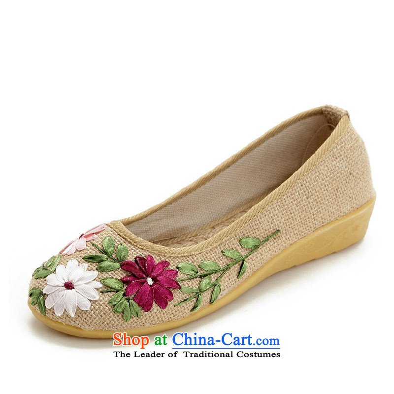 The electoral support C.O.D. 】 Suga American 2015 spring of Old Beijing women shoes single shoe mesh upper hand embroidered shoes large stylish flat with mother mesh upper with beige 38, Suga us , , , shopping on the Internet