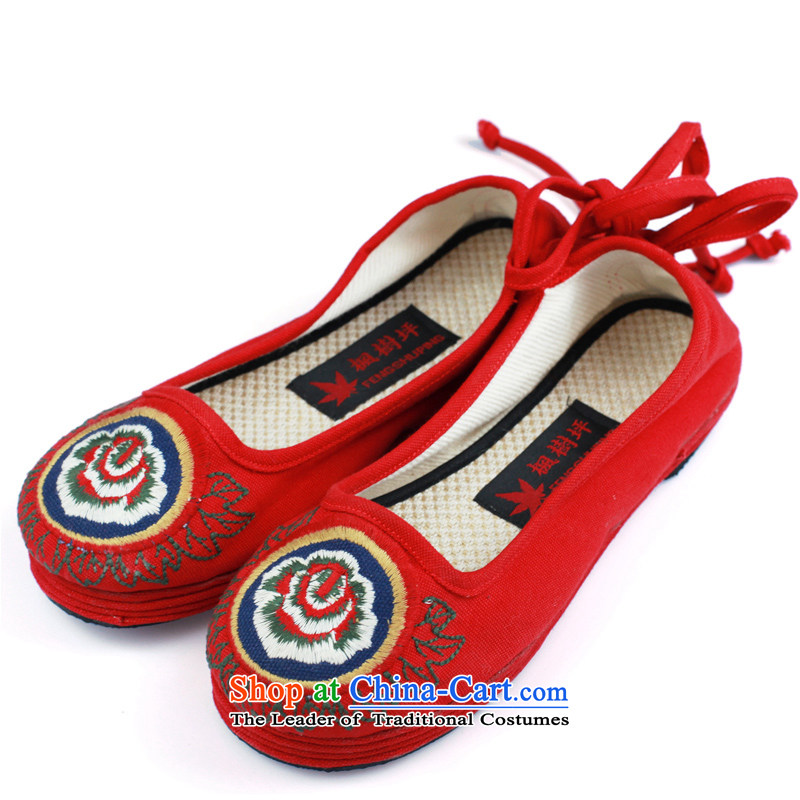 Maple-pyeong of Old Beijing mesh upper layer thousands ground embroidered shoes moms shoes pregnant women driving A610 40 Red maple ping , , , shopping on the Internet