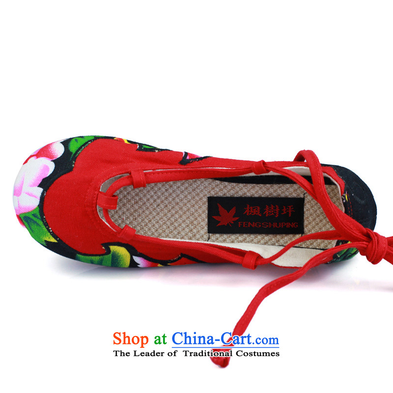 Maple-pyeong of Old Beijing mesh upper layer thousands ground embroidered shoes mother shoe features red shoe pregnant women Q10 35 Maple ping , , , shopping on the Internet