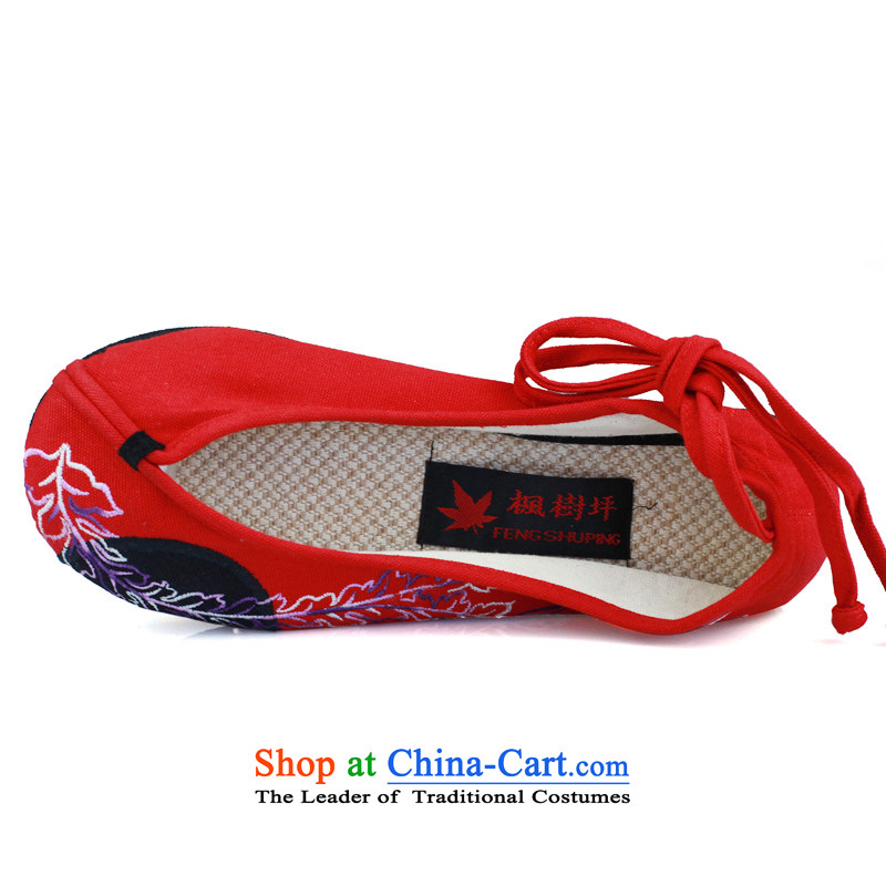 Maple ping original old Beijing mesh upper ethnic embroidered shoes moms thousands of Bottom shoe red L10 35 Maple ping , , , shopping on the Internet