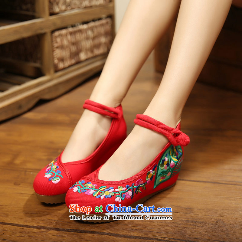 The silk fall within the old Beijing mesh upper increase embroidered shoes women shoes retro national windsurfing, slope with a red 37, Shelley A108-4 shoes of silk , , , shopping on the Internet