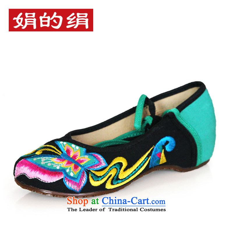 The silk fall within the old Beijing increased women's shoes shoes of ethnic leisure slope with the embroidered shoes A412-145 black 39