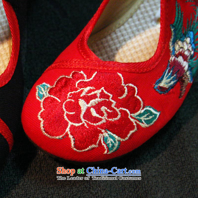 The silk autumn old Beijing mesh upper ethnic embroidered shoes to increase women within the slope single shoe red shoes bride shoes A412-89 marriage red 36, Ms Shelley silk , , , shopping on the Internet