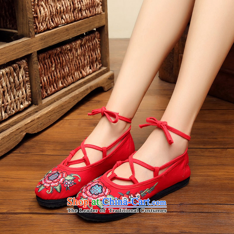The silk autumn old Beijing mesh upper ethnic embroidered shoes thousands of women shoes dance floor single Shoes, Casual Shoes 13-5 red 38, Ms Shelley silk , , , shopping on the Internet