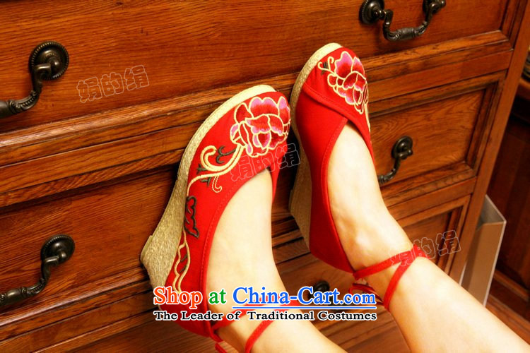 The silk fall of Old Beijing National wind and contemptuous of Mudan mesh upper embroidered shoes red shoes bride shoes, casual marriage with a lady's shoe single slope shoes 303-6 Red 38 pictures, prices, brand platters! The elections are supplied in the national character of distribution, so action, buy now enjoy more preferential! As soon as possible.