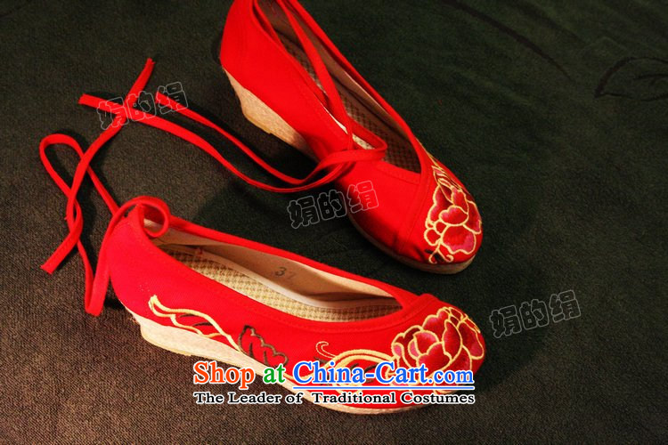 The silk fall of Old Beijing National wind and contemptuous of Mudan mesh upper embroidered shoes red shoes bride shoes, casual marriage with a lady's shoe single slope shoes 303-6 Red 38 pictures, prices, brand platters! The elections are supplied in the national character of distribution, so action, buy now enjoy more preferential! As soon as possible.