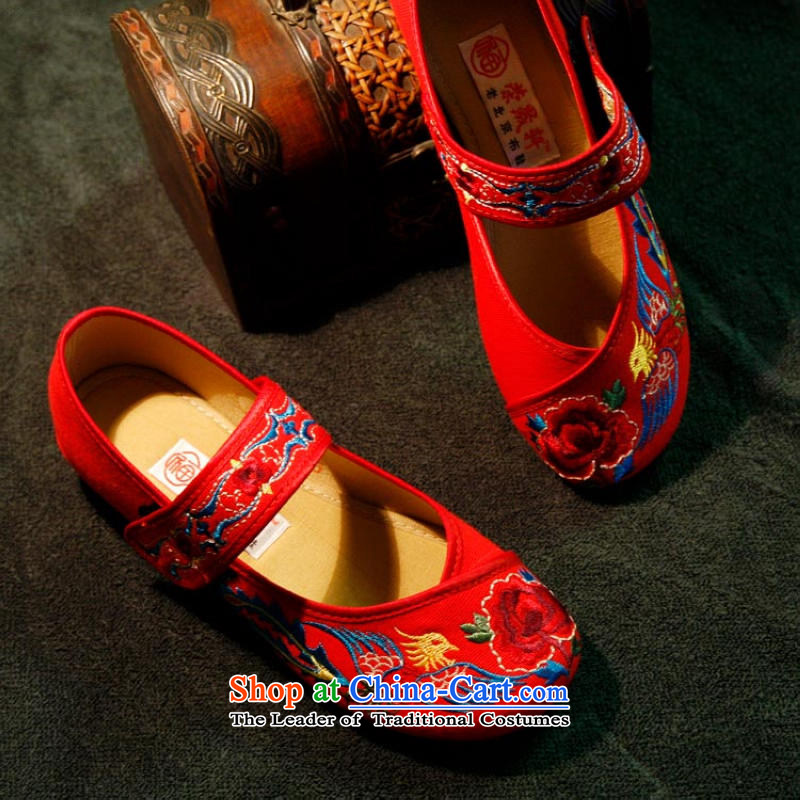 The silk autumn old Beijing mesh upper ethnic embroidered shoes with women shoes single slope shoes increased red shoes A412-7 marriage red 37, Ms Shelley silk , , , shopping on the Internet