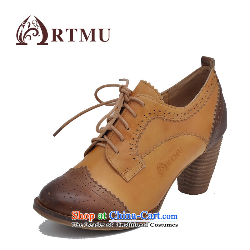 Of the 15 spring ARTMU, Sepia England wind single shoe Blok leisure in bold with shoes strap stitching personality women shoes orange 856-5A spot light spot grasp concepts?38